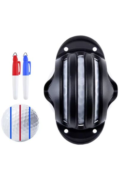 Golf Ball Marker - Triple Track Alignment Tool with Pen & Stencil